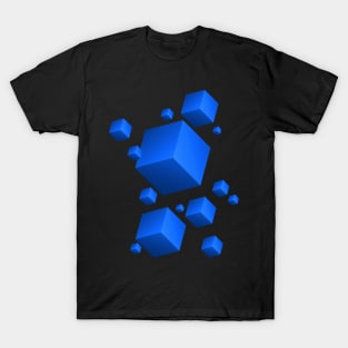 Floating Cubes Blue T-Shirt